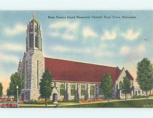 Unused Linen CHURCH SCENE Boys Town Nebraska NE p4585