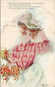 Lovely Lady Just Girl Series Woman Pretty Artful Flirt 1906 Artist Postcard V16