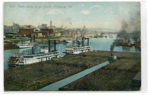 Coal Fleets Paddle Steamers Pittsburgh Pennsylvania 1910c postcard