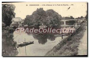 Postcard Old Courbevoie The Island of Love and the Pont de Neuilly