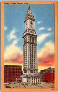 Custom House Boston Massachusetts MA Towering Shaft Building Posted Postcard