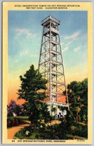 Hot Springs National Park Arkansas 1940s Postcard Steel Observation Tower