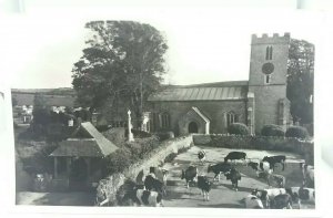 Vintage Postcard Congregation of Cows Outside St Andrews Church Preston Dorset