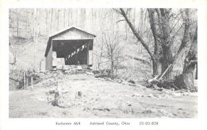 D52/ Rochester Mill Ohio Covered Bridge Postcard c1950s Ashland County 23