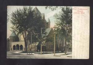 DETROIT MICHIGAN FIRST PRESBYTERIAN CHURCH VINTAGE POSTCARD 1908