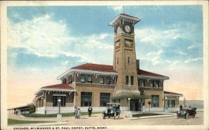 Butte Montana MT Chicago Milwaukee St Paul Train Station Depot Vintage Postcard
