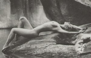 rc-215 - A Nude Woman Reclining in a Grotto Handmade RPPC B&W Picture Postcard