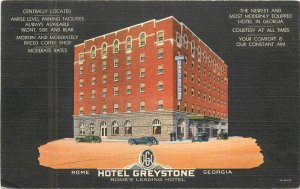 Georgia Rome Hotel Greystone 1930s Brown Teich Postcard roadside 22-9147