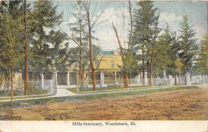 F90/ Woodstock Illinois Postcard 1910 Hill Seminary Building