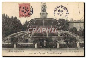 Old Postcard Aix en Provence Monumental Fountain