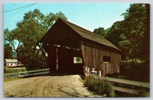 Warren Vermont~Color Photo Of Scenic Old Wooden Covered Bridge~Vintage Postcard