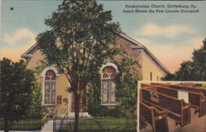 Pennsylvania Gettysburgh Presbyterian Church Showing The Pew Lincoln Occupied