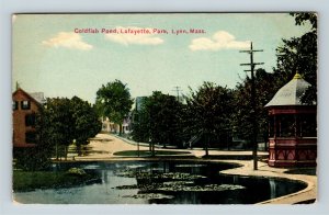 Lynn MA, Lafayette Park, Goldfish Pond, Massachusetts, Vintage Postcard Z61
