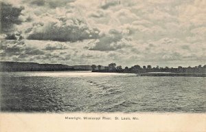 St Louis~Moonlight on MIssissippi + Music Pavilion Forest Pk-1900s 2 Postcards