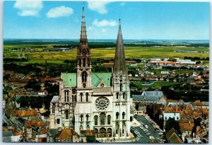 Postcard - Aerial view of the cathedral (12th century) - Chartres, France