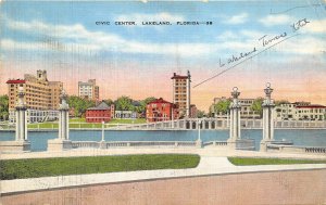 Lakeland Florida 1943 Postcard Civic Center and Lakeland Terrace Hotel