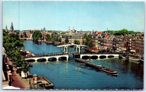 Postcard - Meagre Bridge across the Amstel - Amsterdam, Netherlands