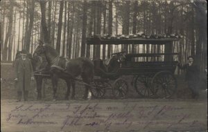 Horse Drawn Bus Wagon Taxi - Lisbon? Germany Message Real Photo Postcard