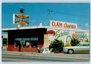 Eureka California Postcard Seafood Grotto Market Broadway c1960 Vintage Antique