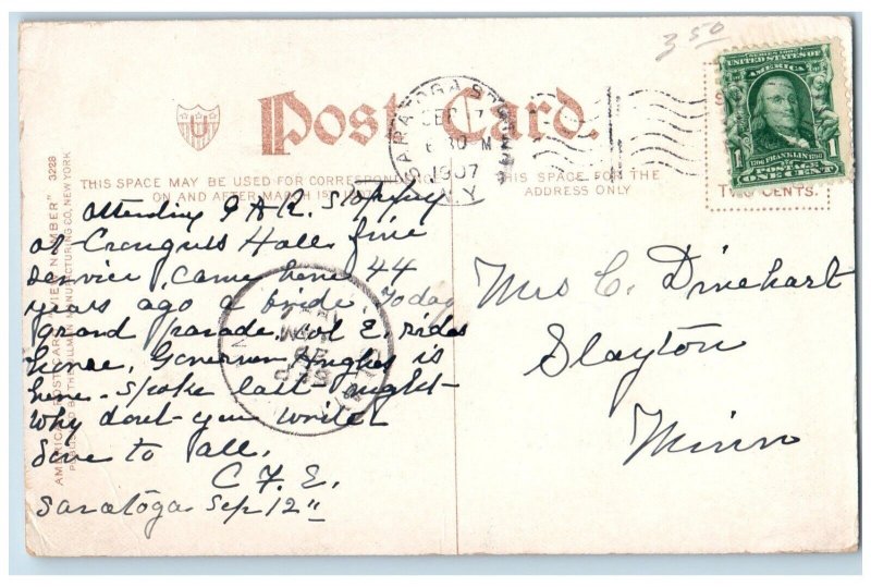 Saratoga Springs New York Postcard Chauncey Olcott Villa Exterior Building 1907