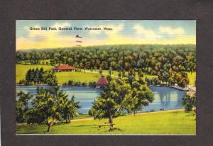 MA Worcester Green Hill Park Linen Postcard Mass Massachusetts PC