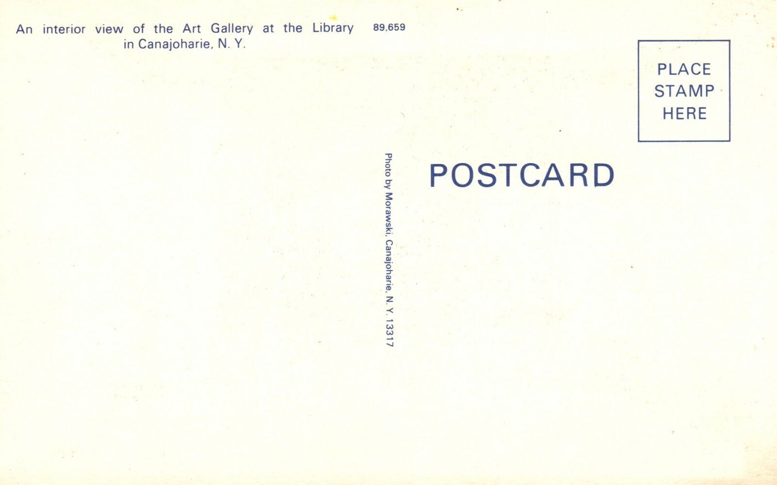 Vintage Postcard Interior View Of Art Gallery at Library Canajoharie