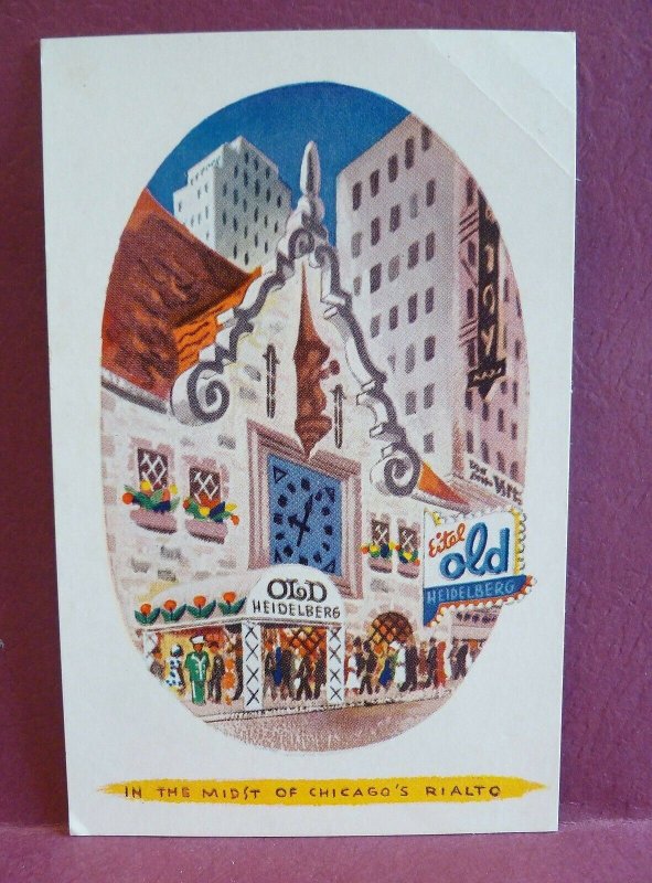 Old Postcard Old Heidelberg Restaurant Chicago, IL