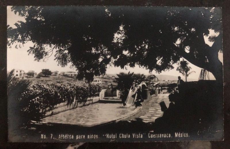 Menta Cuernavaca México RPPC Tarjeta Postal Chula Vista Hotel Niños Piscina