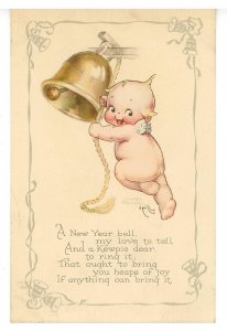 Kewpies by Rose O'Neill. Pub. By Gibson Art New Year- Ringing Bell