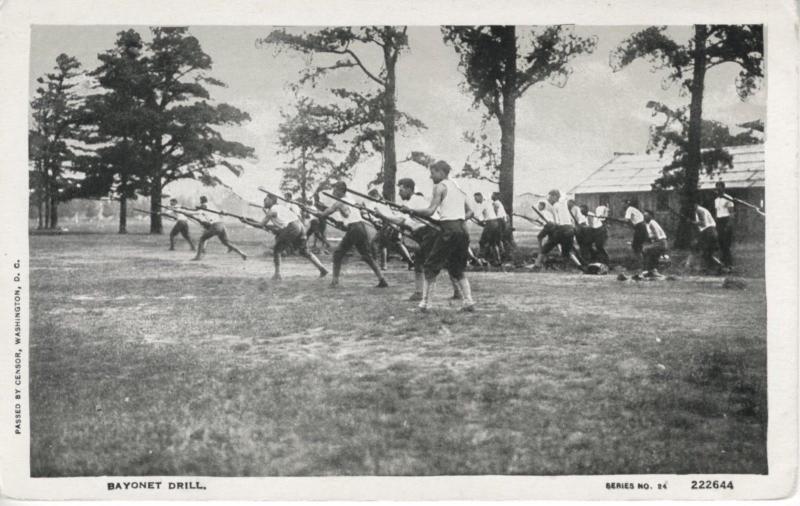 Bayonet Drill American Soldiers Military Training Passed By Censor Postcard D16