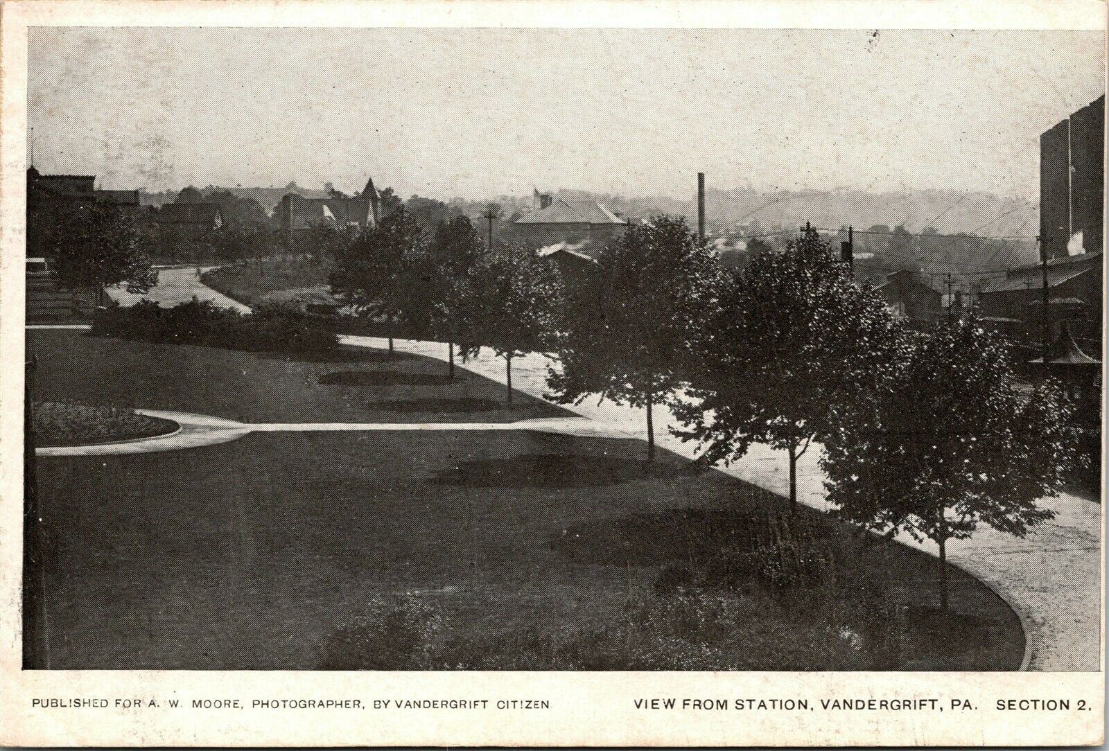 Postcard PA Vandergrift View from Station Photo by A.W. Moore 1908 M5