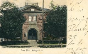 Postcard Antique View of Town Hall in Ridgefield, CT.   K2