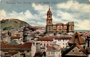 Vintage Postcard: Panoramic View of Malaga Cathedral, Spain