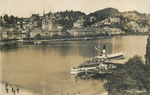 Switzerland le lac Lucerne bateau a quai Postcard