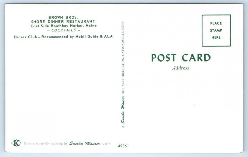 BOOTHBAY HARBOR, ME ~ Artist Sascha Maurer BROWN BROS. SHORE DINNER Restaurant