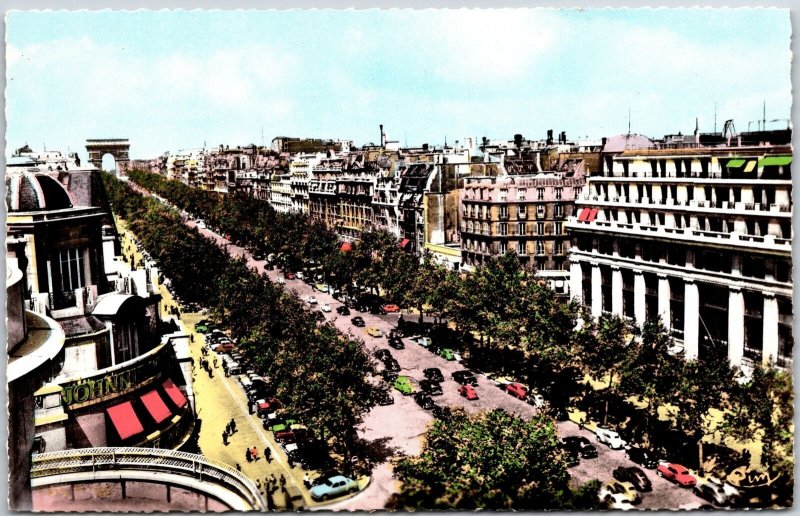 Avenue Of Elysees Fields Paris France Famous Commercial Street Postcard