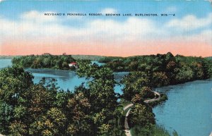 Weygand's Peninsula Resort Browns Lake Burlington Wisconsin Postcard 2R4-618 