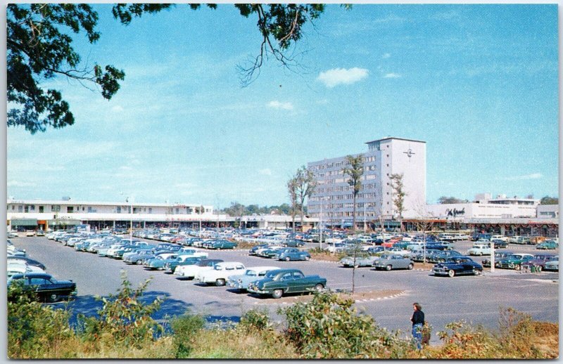 VINTAGE POSTCARD CLASSIC CARS AT THE CROSS COUNTRY SHOPPING CENTER WESTCHESTER