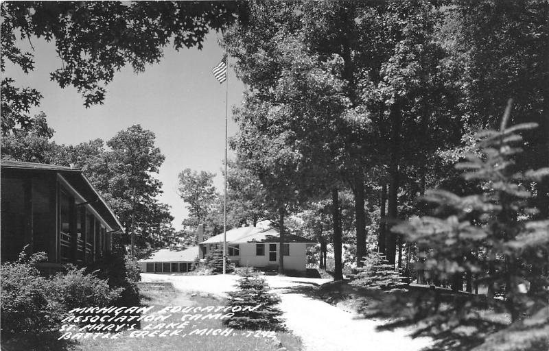 Battle Creek Michigan Education Association Camp @ St Mary's Lake~1940s RPPC