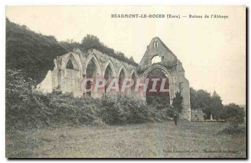 Old Postcard Beaumont le Roger Eure Ruins of the Abbey