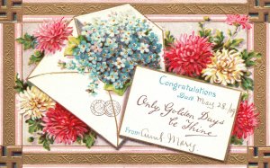 Vintage Postcard 1909 Congratulations! Only Golden Days Be Thine Flowers Cards