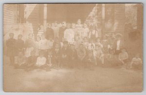 RPPC School Children on Porch in Sunshine Class Photo c1910 Postcard I25