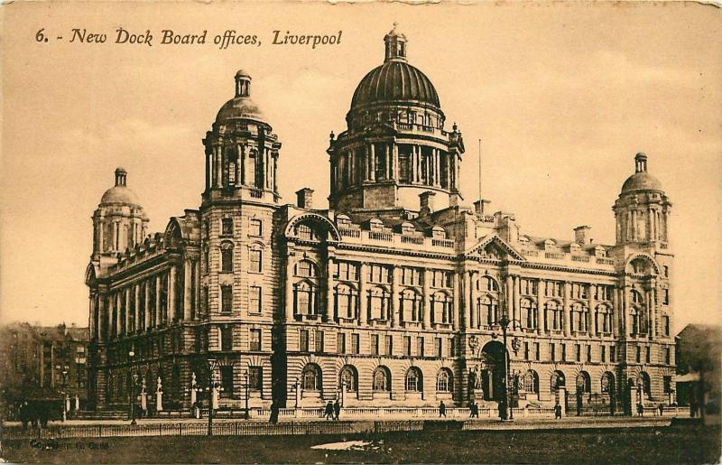 POSTCARD EARLY 1900s NEW DOCK BOARD OFFICES LIVERPOOL ENGLAND UK