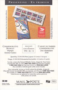 Stamps Of Canada Olympic Summer Games 1992