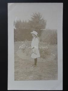 LAWN TENNIS Young Girl & her Tennis Racket c1910 Old RP Postcard