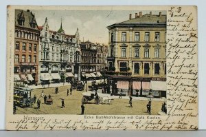 Hannover Ecke Bahnhofstrasse mit Cafe Kasten c1902 Postcard K10