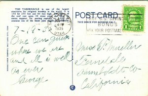 Vtg Postcard 1935 Salt Lake City UT Great Morman Tabernacle Sea-Gull Monument 