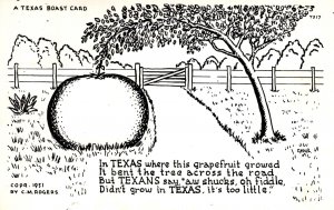 A Texas Boast Card - Didn't Grow in Texas, it's too Little - in 1952