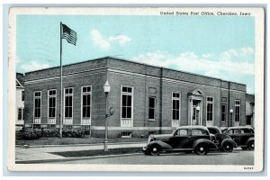 Cherokee Iowa IA Postcard United States Post Office Building Exterior 1948 Flag