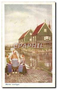 Postcard Old Market Netherlands woningen Folklore Costume